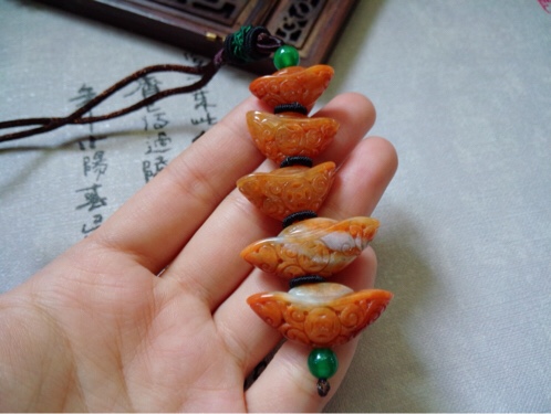 缅甸翡翠a货红翡元宝吊坠