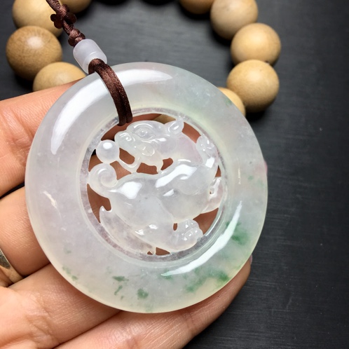 云南翡翠飘花貔貅貔貅挂件