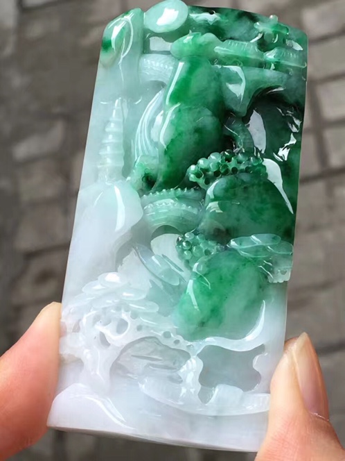 翡翠A货山水牌
