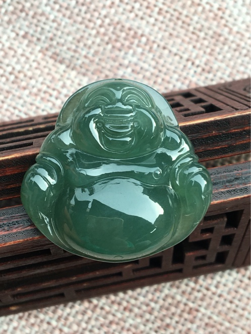 冰种油青翡翠佛公吊坠