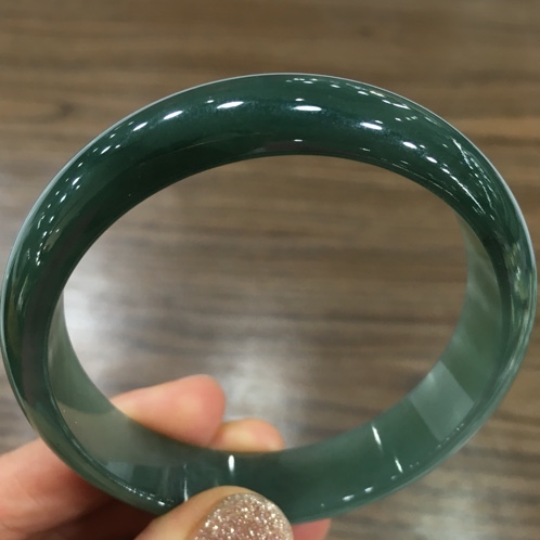 翡翠a货冰种油青正圈手镯