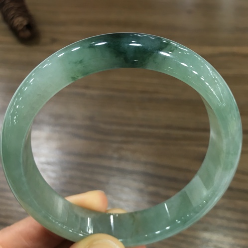 缅甸翡翠冰种油青正圈手镯