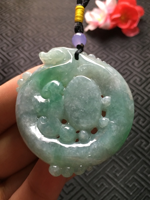 翡翠a货糯种貔貅貔貅挂件