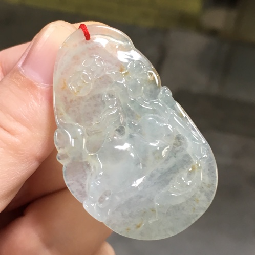天然翡翠冰种飘花生肖十二生肖吊坠