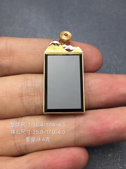 缅甸翡翠墨翠无事牌
