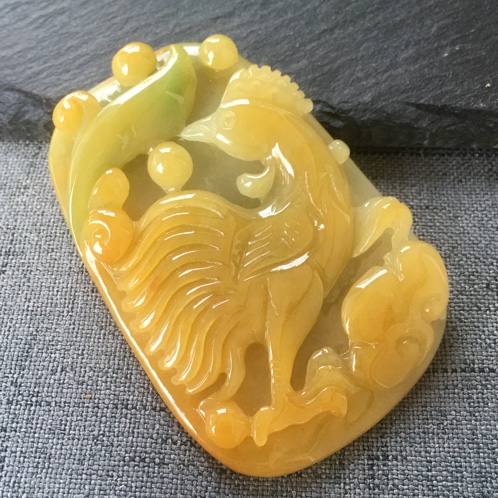 缅甸翡翠黄加绿吊坠
