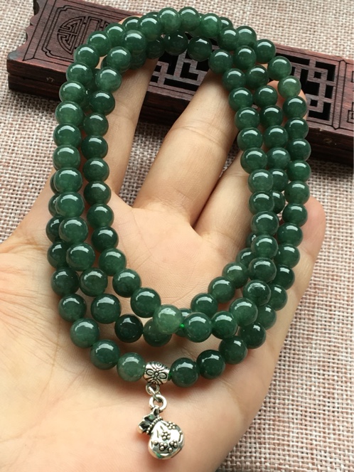 108颗翡翠珠子冰种油绿项链