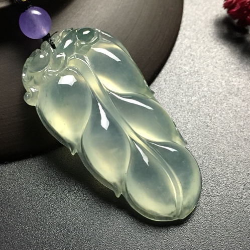 冰种翡翠金枝玉叶挂件