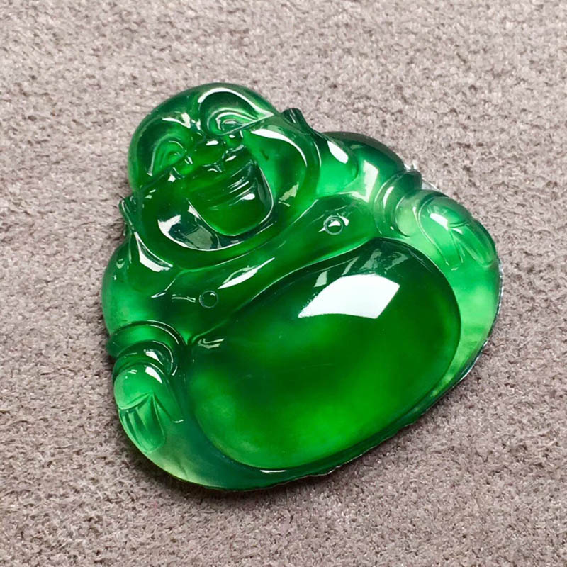 高冰种起胶阳绿翡翠佛公