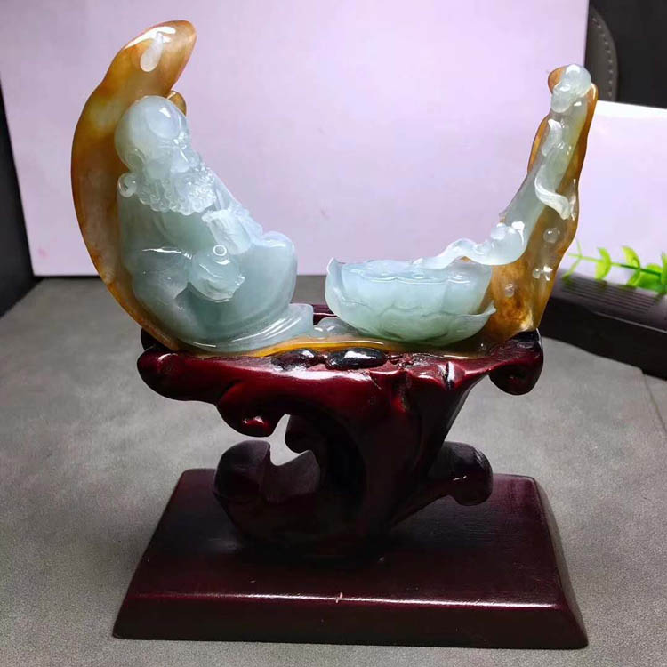 【达摩】糯冰种黄翡摆件