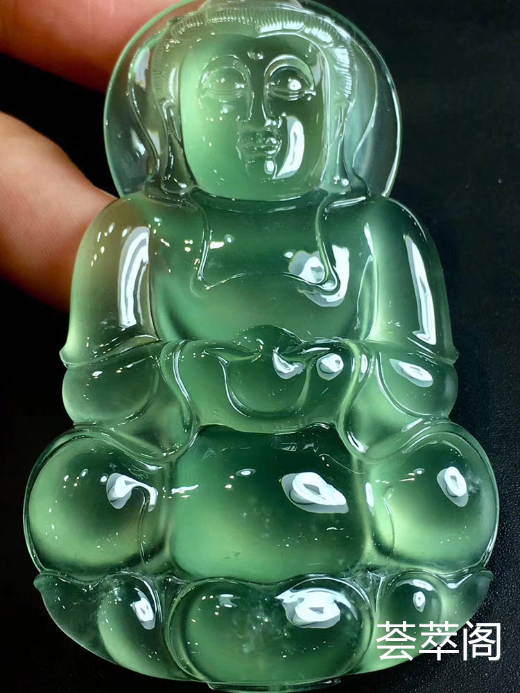 晴水高冰种观音翡翠吊坠
