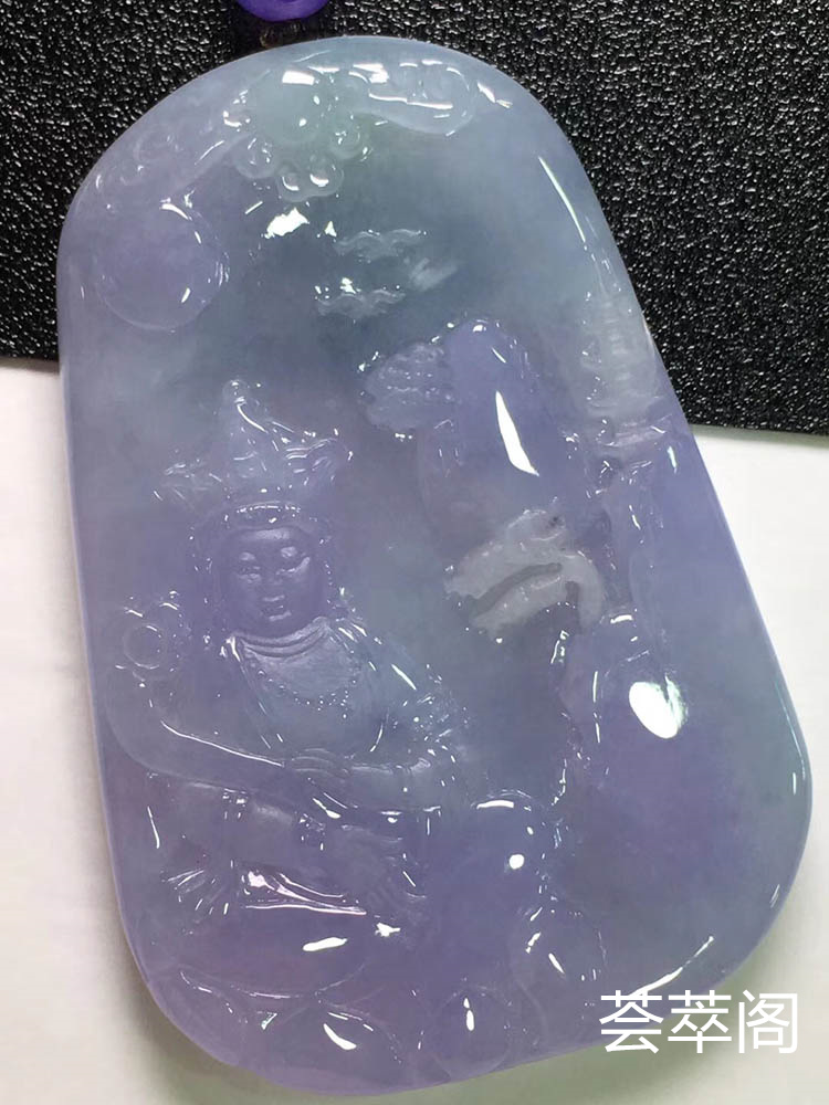 冰糯种春带彩渡母翡翠吊坠