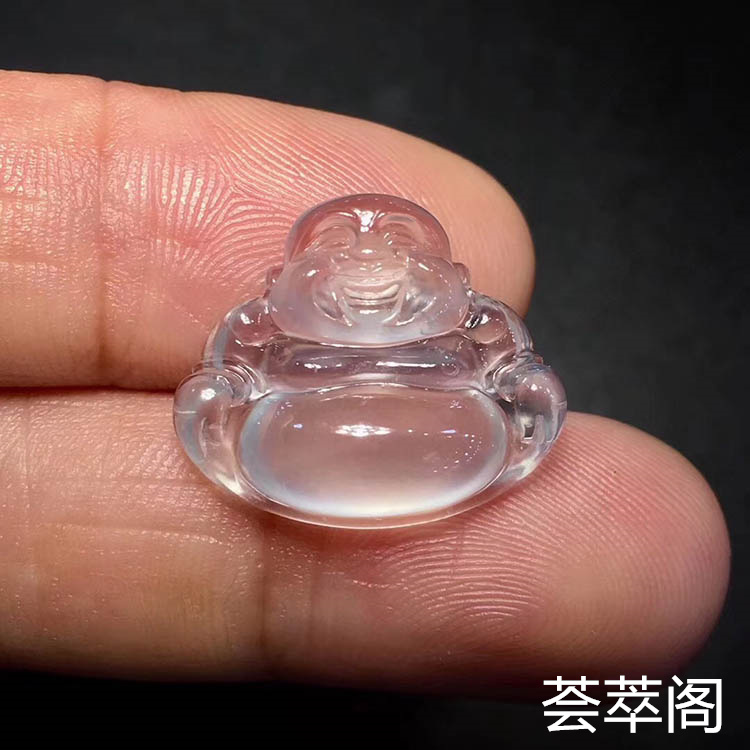 无色玻璃种佛公翡翠吊坠