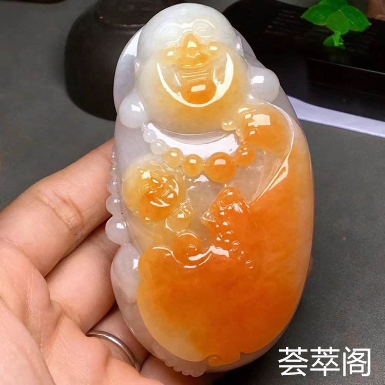 糯种黄翡佛公翡翠手玩