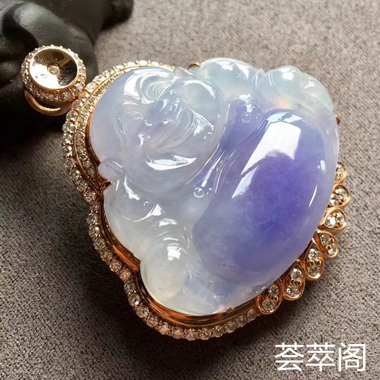 紫罗兰冰种佛公翡翠吊坠