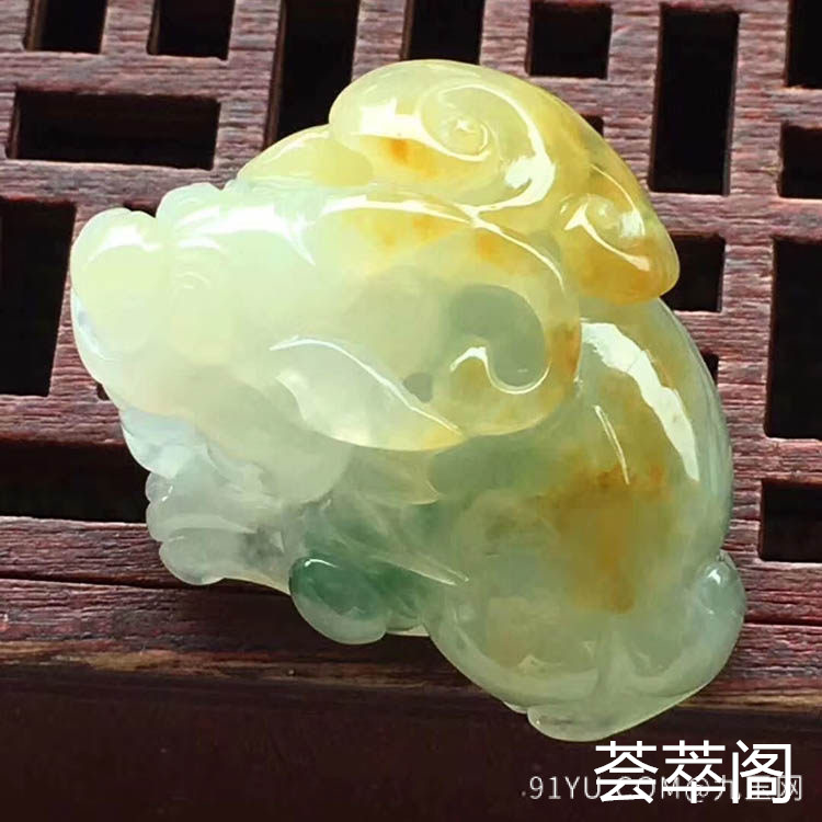 糯种黄加绿金蟾翡翠摆件第6张