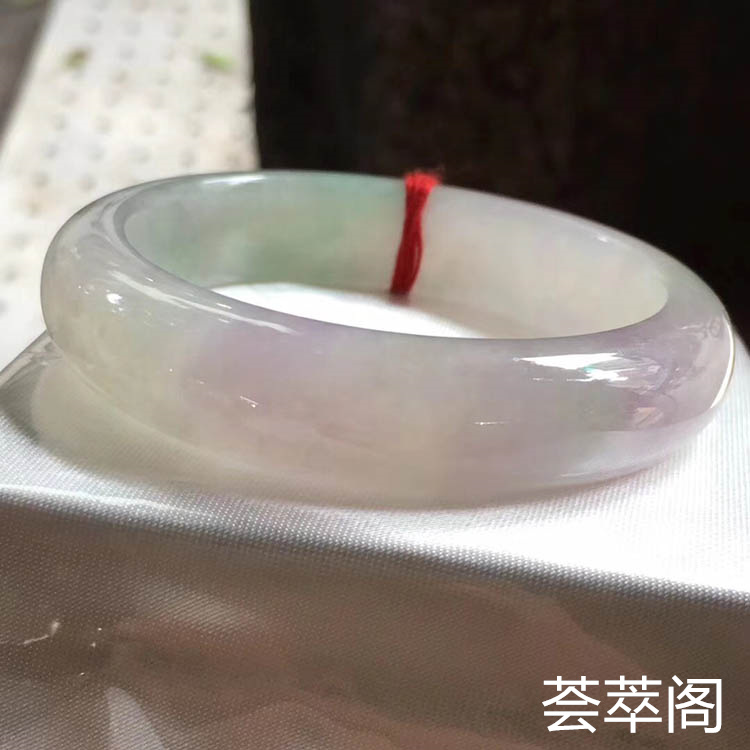 春带彩糯种正圈翡翠手镯