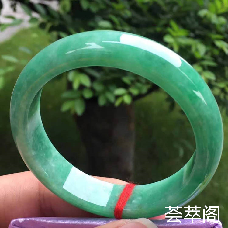 满绿豆种翡翠手镯 正圈55mm