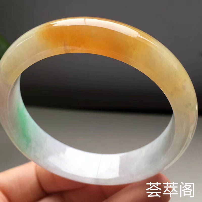 糯种黄加绿翡翠平安镯