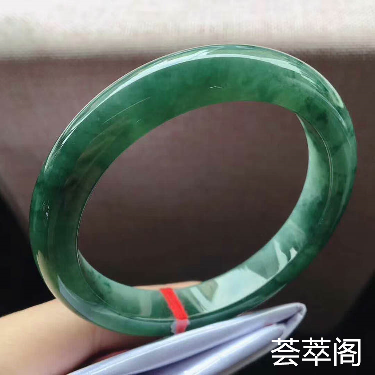 菠菜绿糯种正圈翡翠手镯