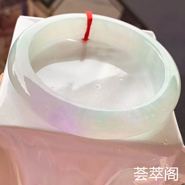糯种春带彩正圈翡翠手镯58.5mm