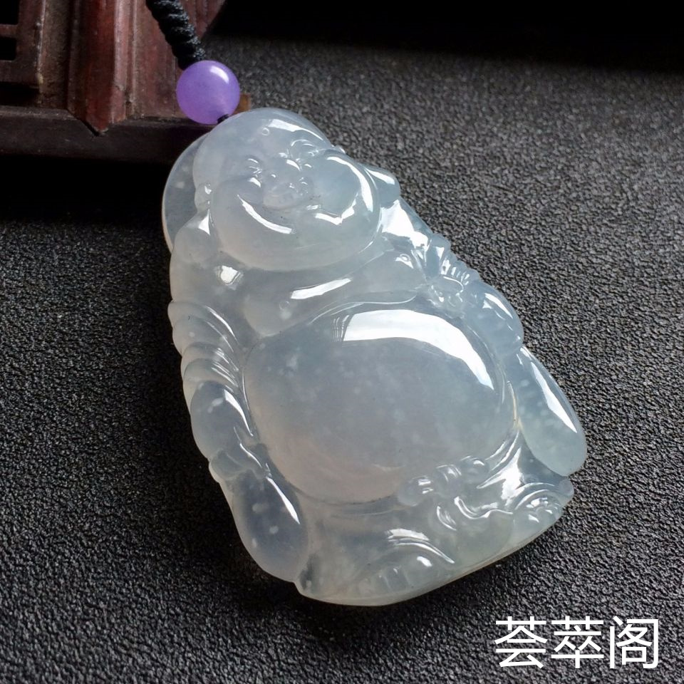 冰种晴水佛公翡翠吊坠