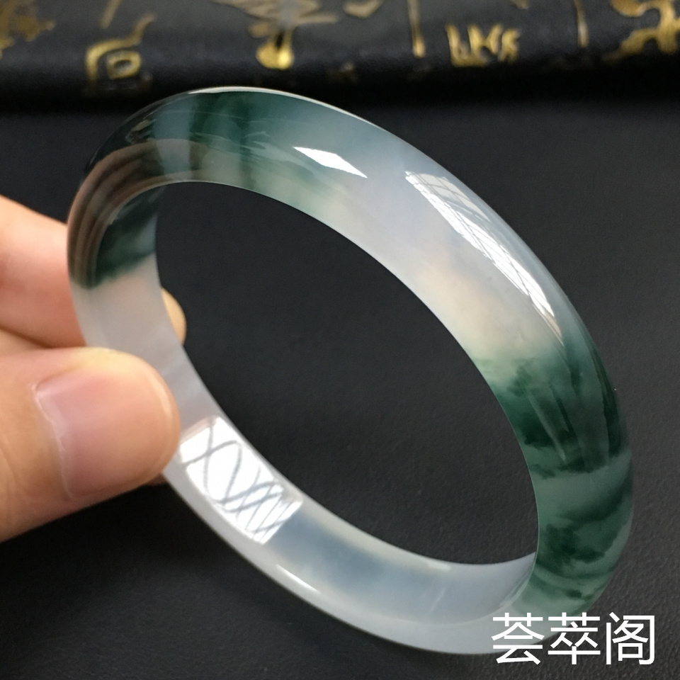 冰种飘花翡翠手镯 (圆条)