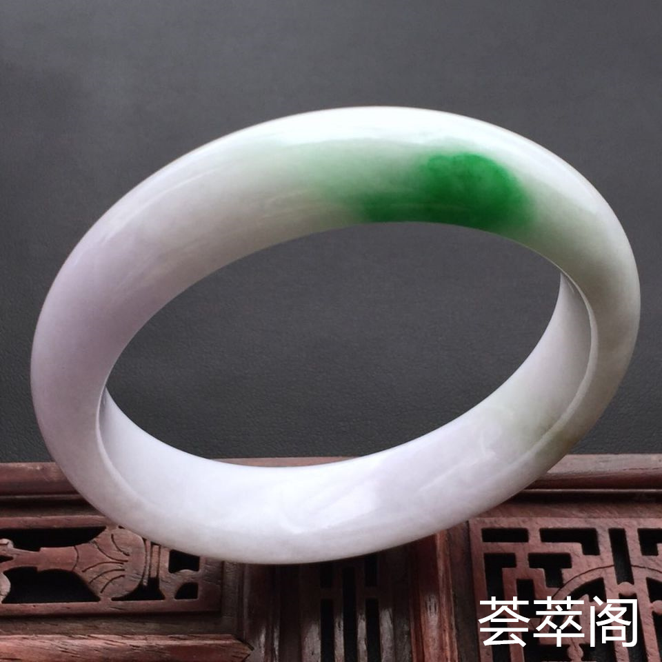 春带彩冰种翡翠手镯 