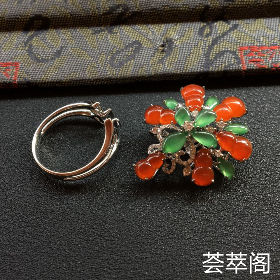 冰种红翡/晴水翡翠胸针/戒指(两用)