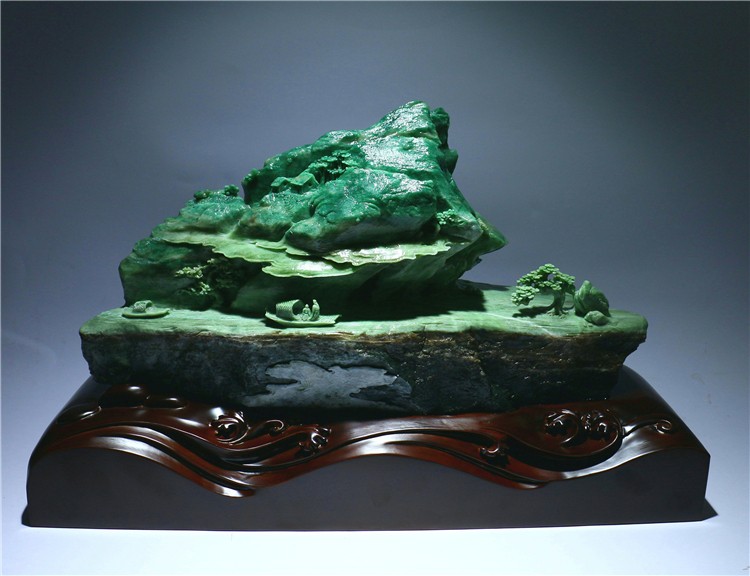 独山玉天蓝料 一帆风顺 摆件47*27*12cm