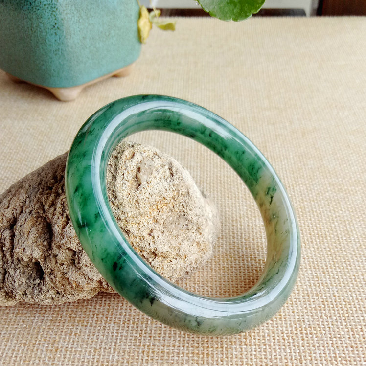 独山玉天蓝料圆条手镯 58mm