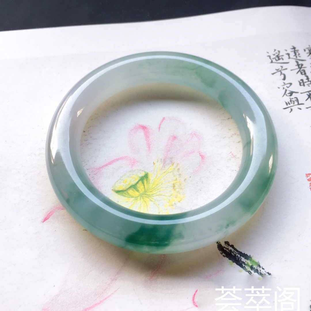 飘花圆条手镯，尺寸：54 .5/11.5mm重73.5g