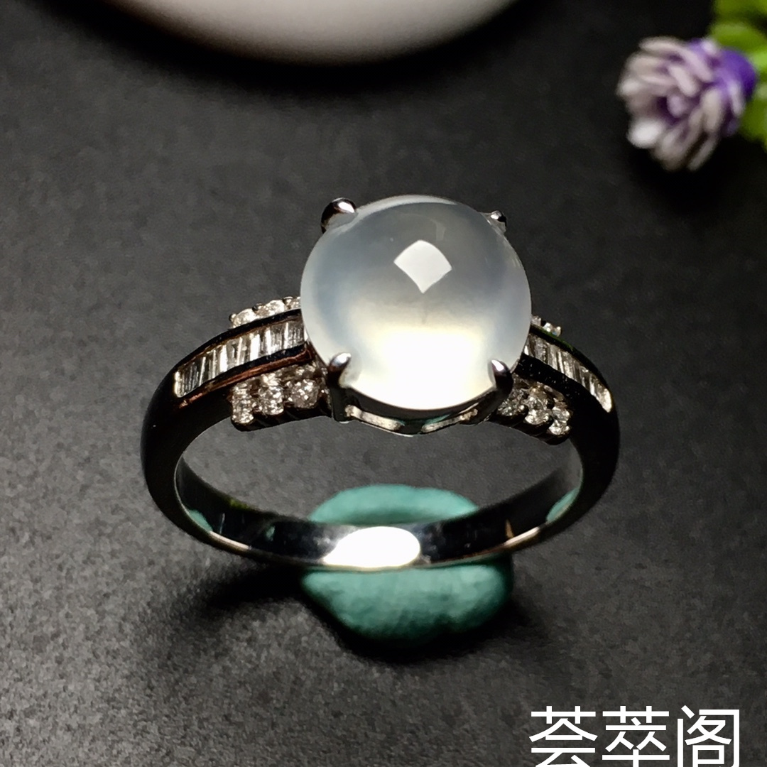 冰种蛋面戒指，干净，内圈17，裸石尺寸9-8.6-4，特惠价    