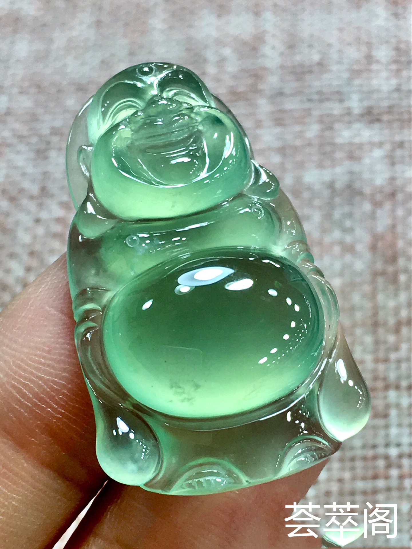 冰晴大肚站佛，尺寸：31.5/19.2/7.0mm