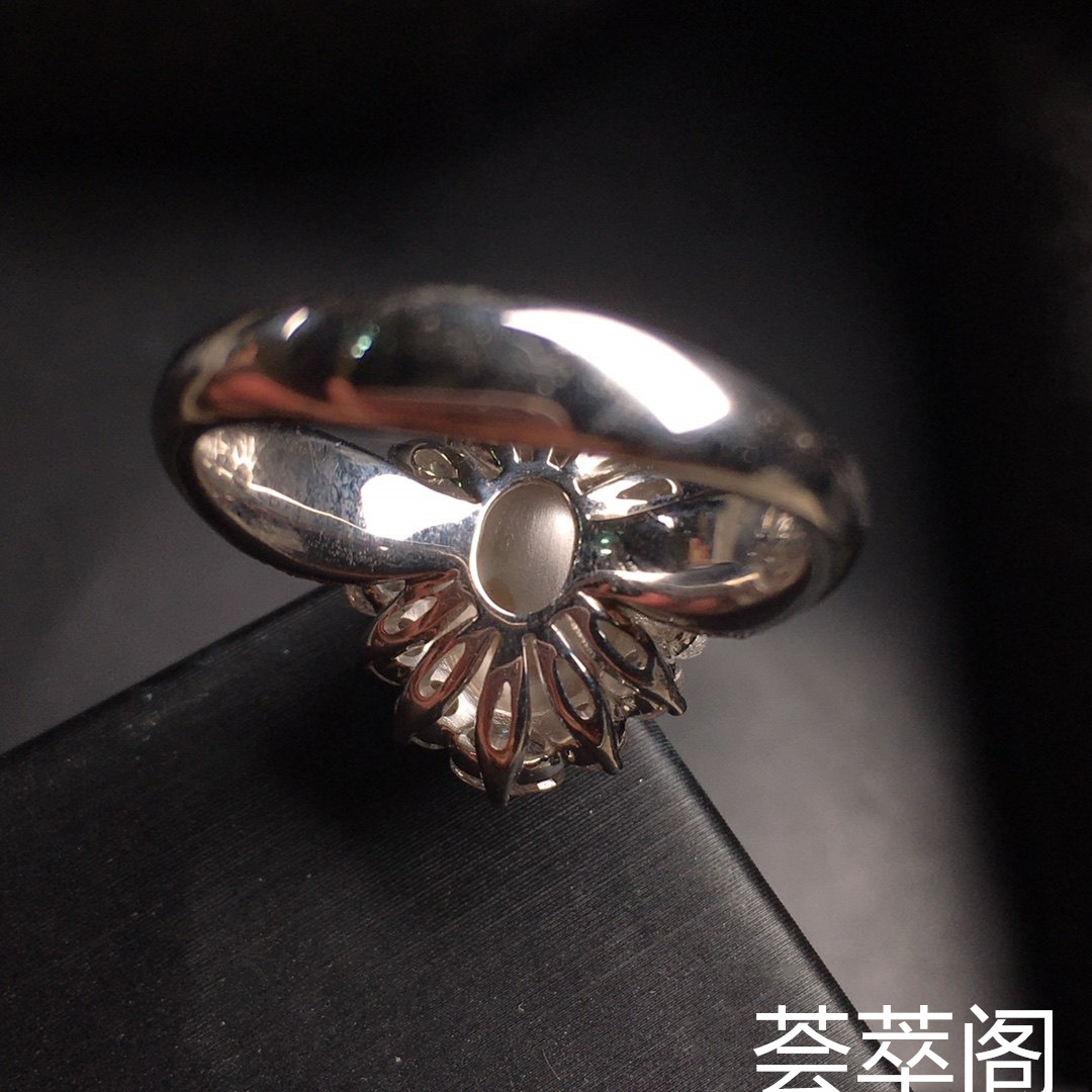 冰正阳绿女戒指，18k金‮华奢‬钻‮镶石‬嵌第6张