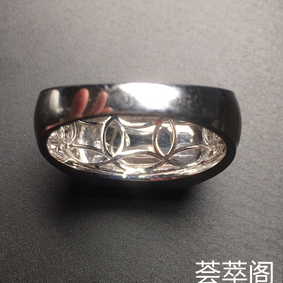 高冰阳绿马鞍戒指，18k金奢华钻石镶嵌第6张