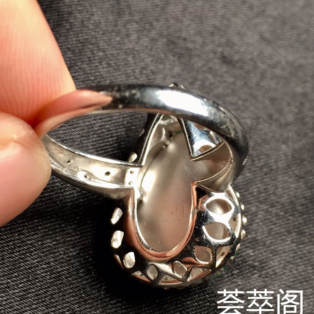 冰阳绿葫芦戒指，内圈17.5，裸石尺寸17-12.3-5第6张