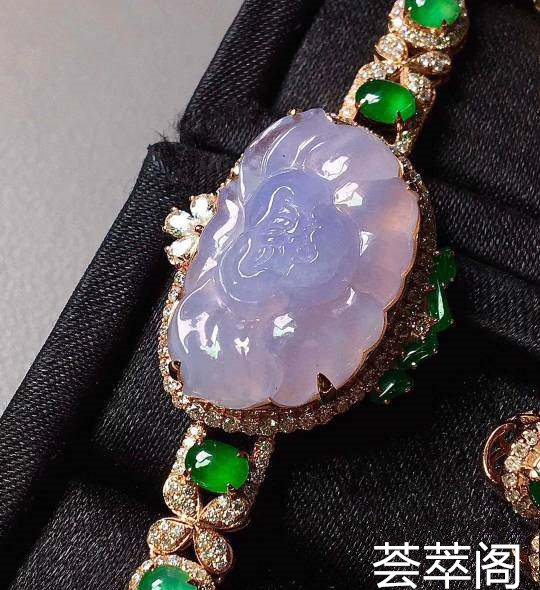紫罗兰牡丹花手链，水头足，完美，裸石尺寸24.2/15.7/5第4张