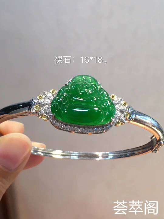 满绿色厚装佛公手环