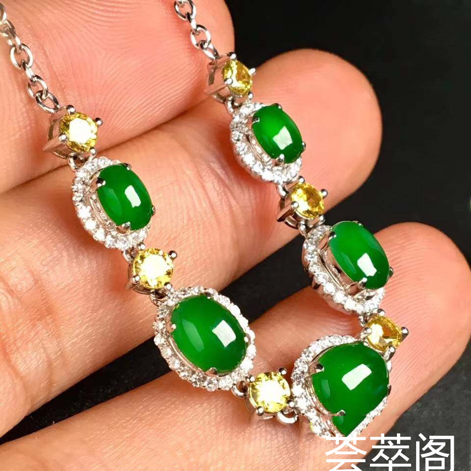 辣绿手链，色辣，裸石1共5颗尺寸7-5-3第4张
